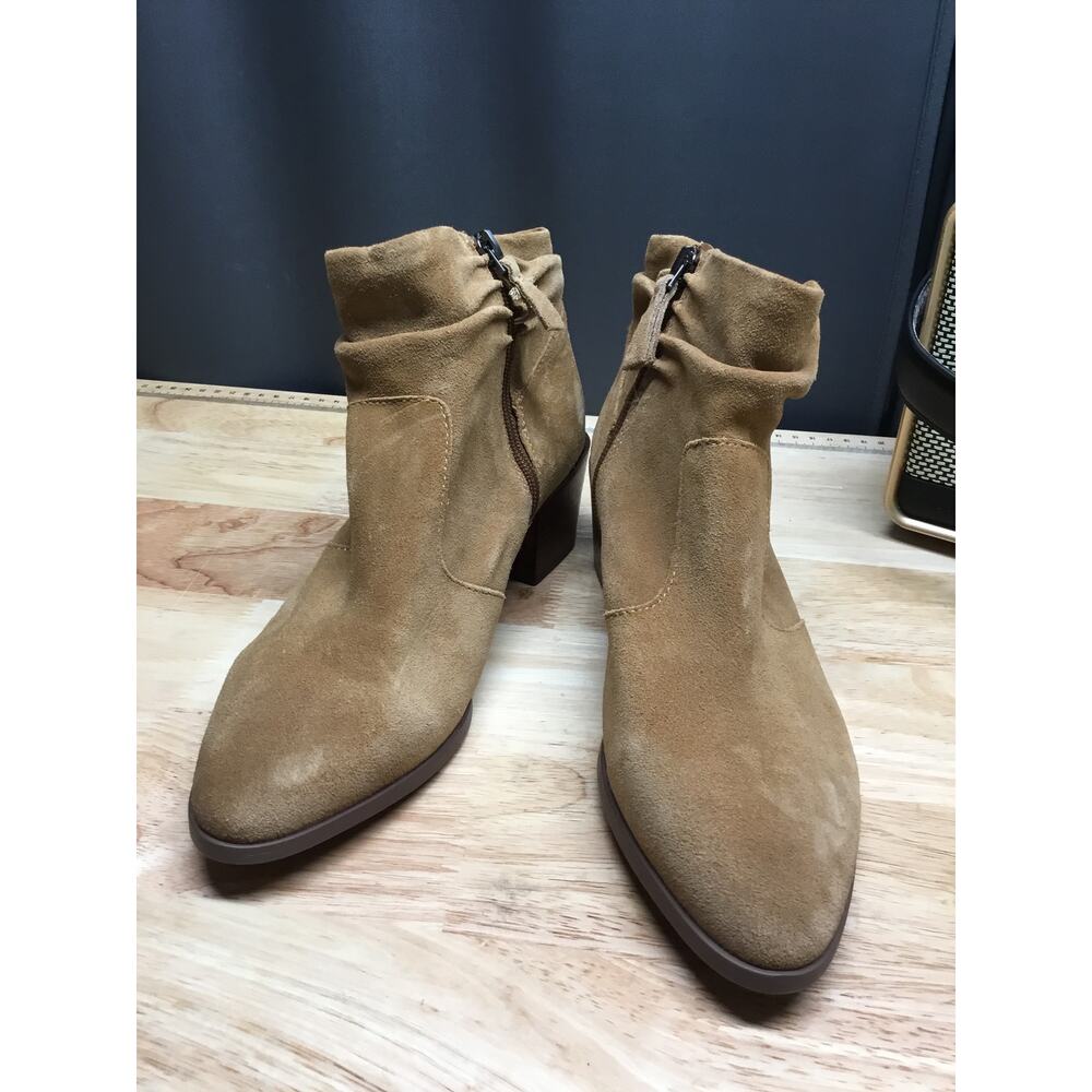Naturalizer Gina Ankle Boots Women's 8.5 Brown Side Zip Block Heel Almond Toe